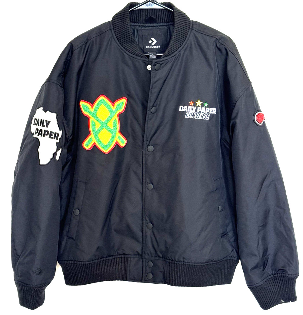 NWT Daily Paper x Converse Varsity Bomber Jacket Black Men's Medium M.